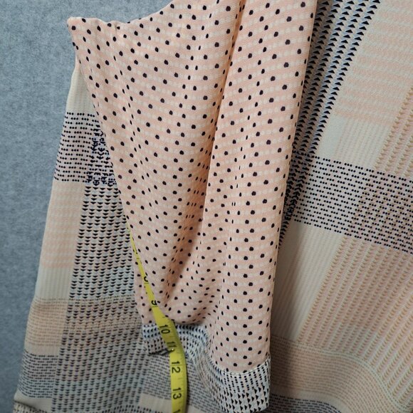 Rose+Olive Women 3X Plus Size Blouse Button 3/4 Sleeve Geometric Poly Peach Blue - Picture 9 of 16